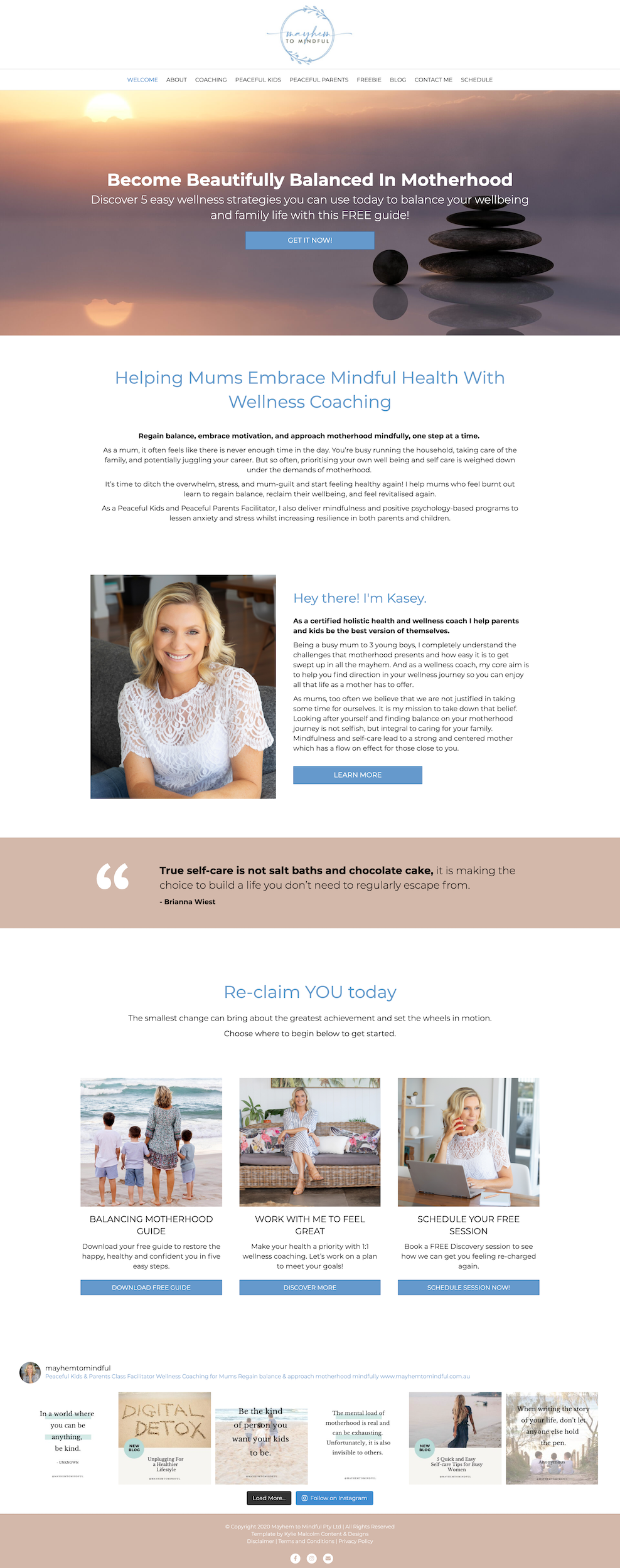 Kacey Certified health coach website design