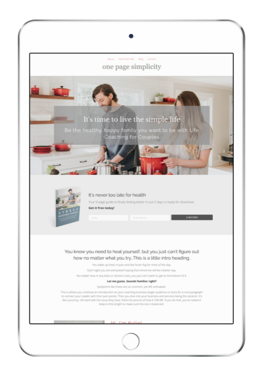 One Page Simplicity Website Template - simple one page website template design IPAD
