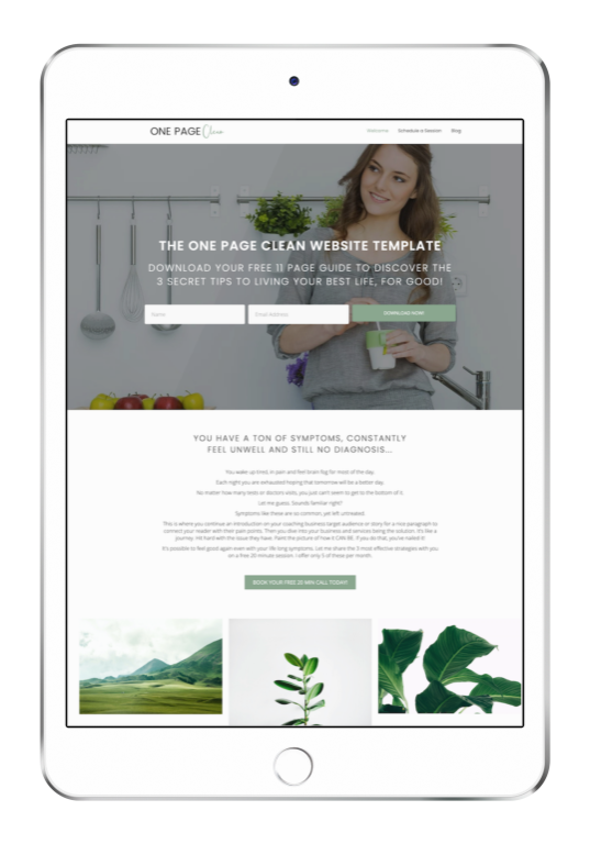 One page clean website design template ipad ipad